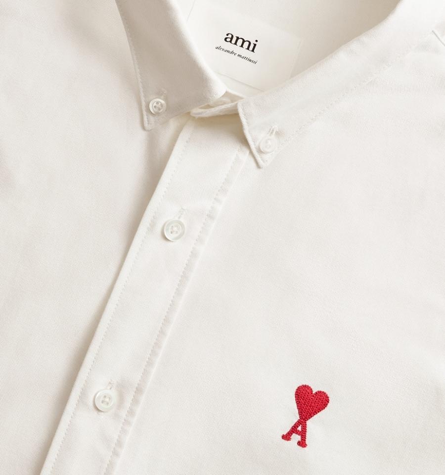 Ami Paris Button-Down Ami De Coeur Shirts Beige | ami_US488