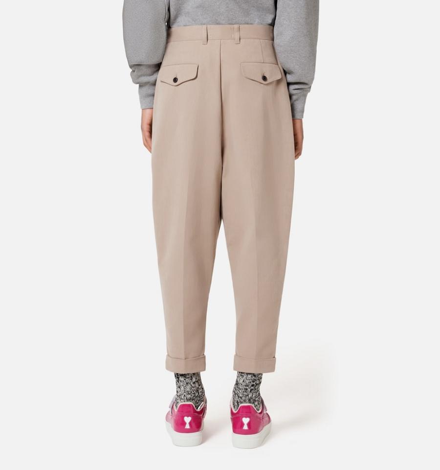 Ami Paris Carrot Oversized Pants Khaki | ami_US260
