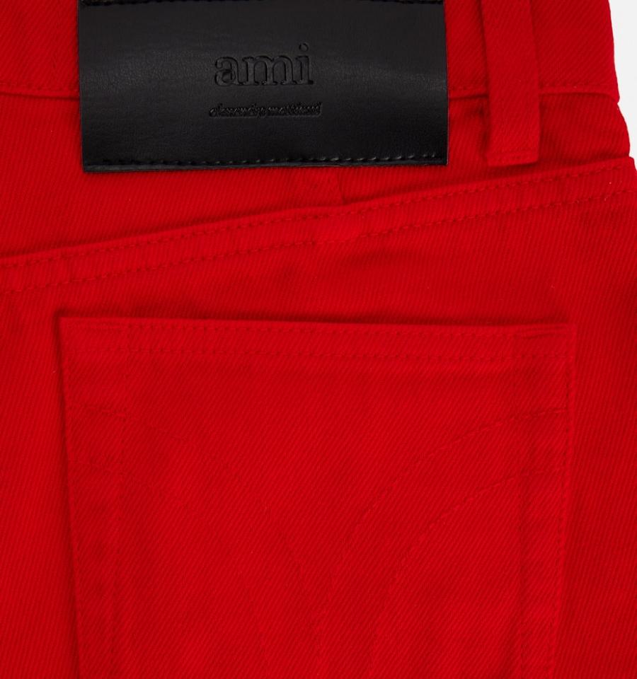Ami Paris Five Pockets Mini Shorts Red | ami_US545