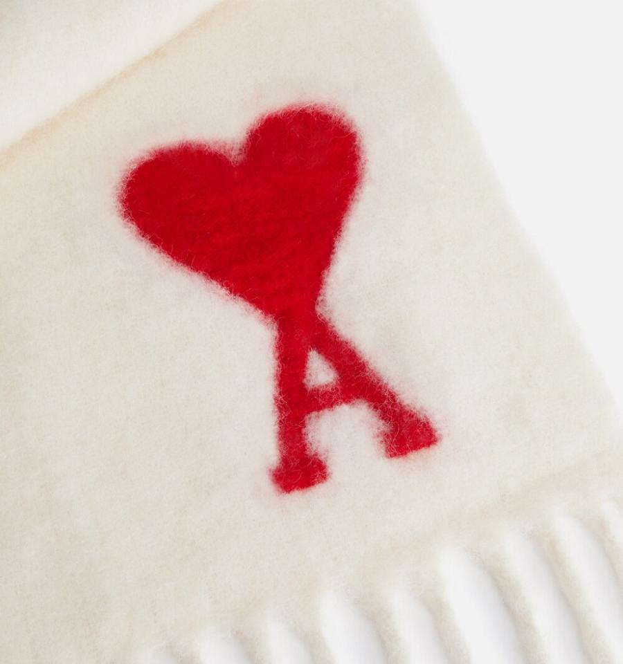 Ami Paris Oversized Ami De Coeur Scarves Beige | ami_US184