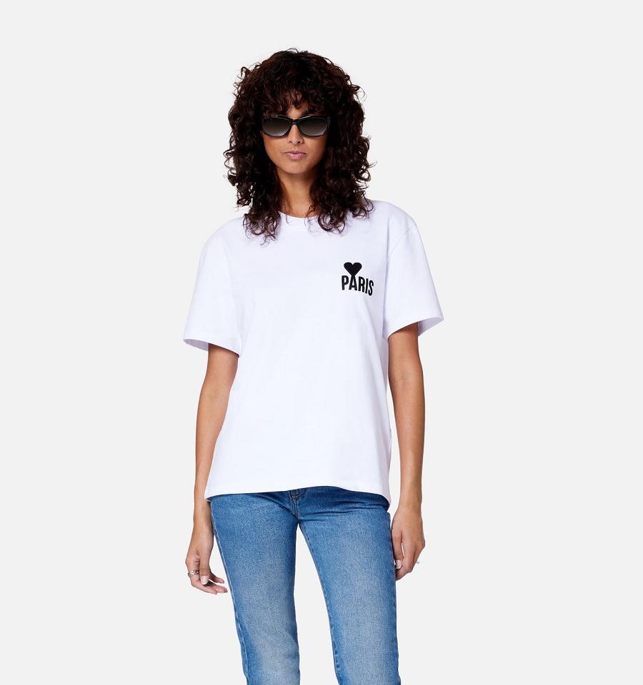 Ami Paris Paris Ami de Coeur T Shirts White | ami_US122