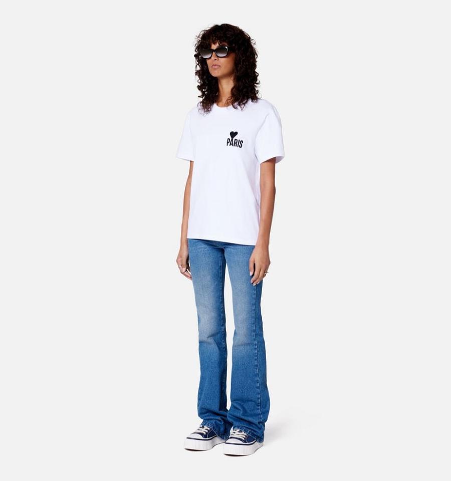 Ami Paris Paris Ami de Coeur T Shirts White | ami_US122