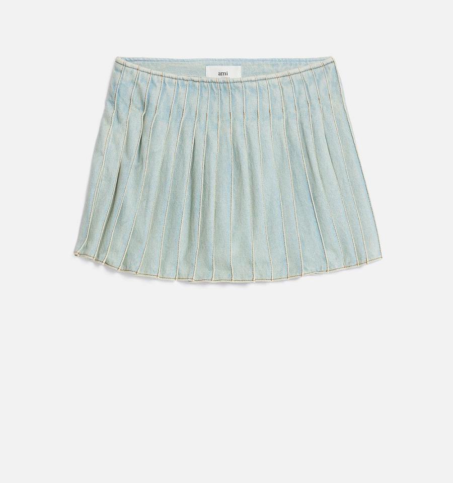 Ami Paris Pleated Denim Blue | ami_US384