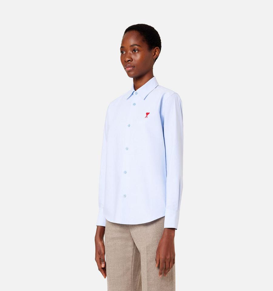 Ami Paris Red Ami De Coeur Shirts Blue | ami_US155