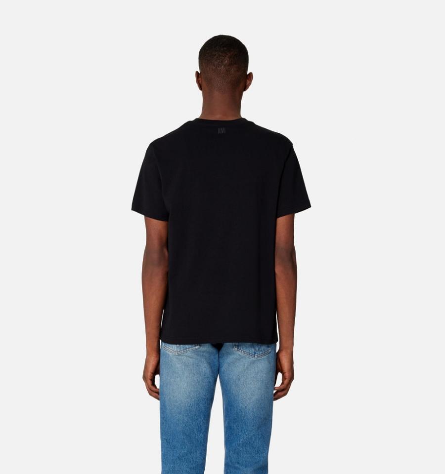 Ami Paris Tonal Ami de Coeur T Shirts Black | ami_US441