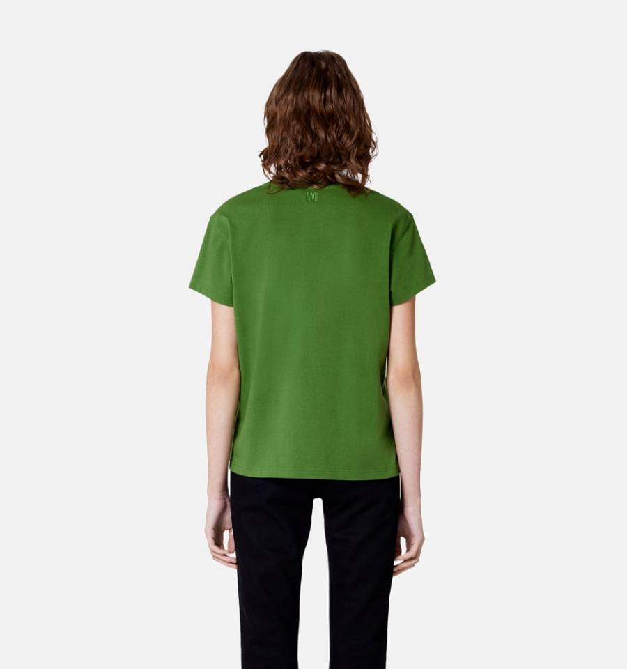 Ami Paris Tonal Ami de Coeur T Shirts Green | ami_US439