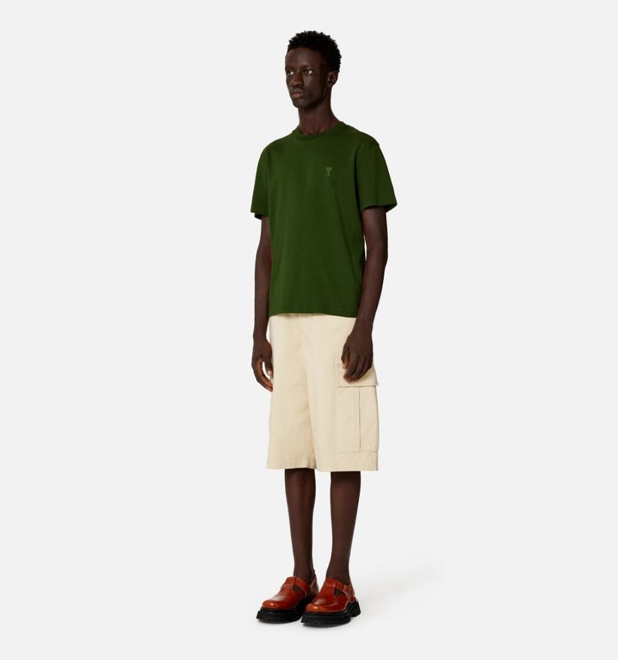 Ami Paris Tonal Ami de Coeur T Shirts Green | ami_US551