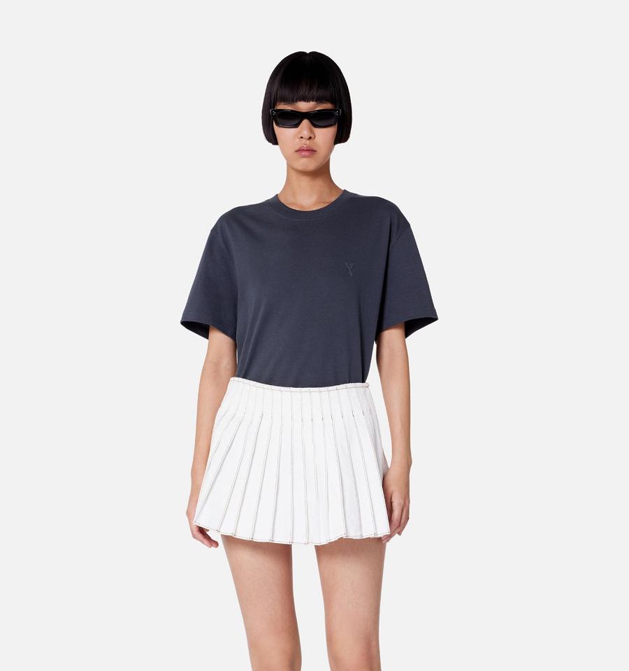 Ami Paris Tonal Ami de Coeur T Shirts Grey | ami_US581