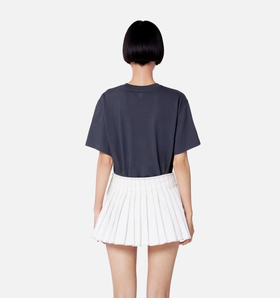 Ami Paris Tonal Ami de Coeur T Shirts Grey | ami_US581