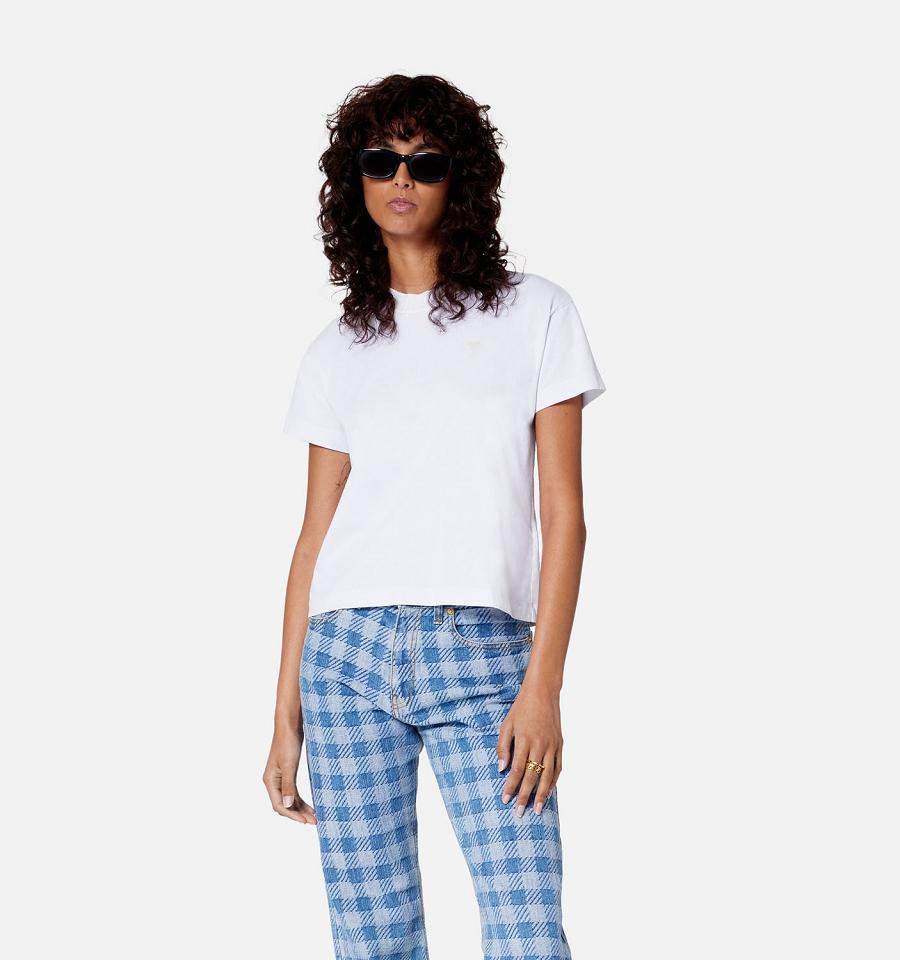 Ami Paris Tonal Ami de Coeur T Shirts White | ami_US124